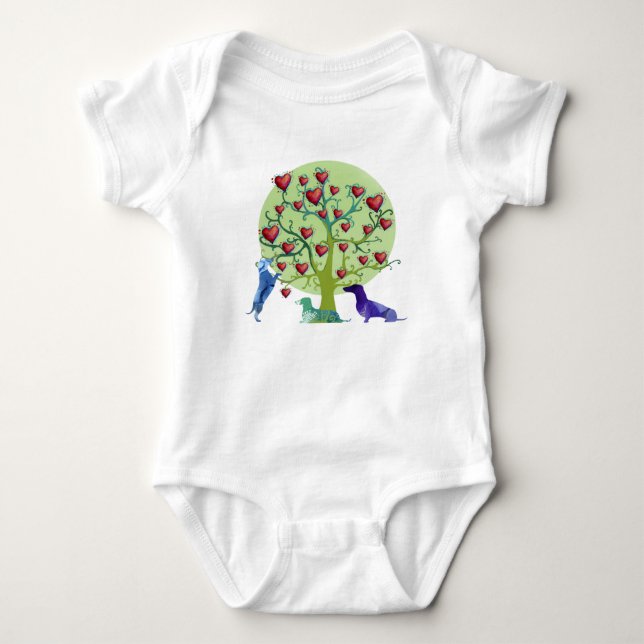 Valentine Dackel Hearts Garden Jersey Bodysuit Baby Strampler (Vorderseite)