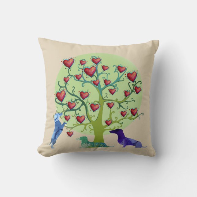 Valentine Dackel Hearts Garden Kissen (Vorderseite)