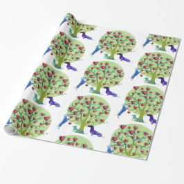 Valentine Dackel hört glänzendes Wrapping Paper Geschenkpapier