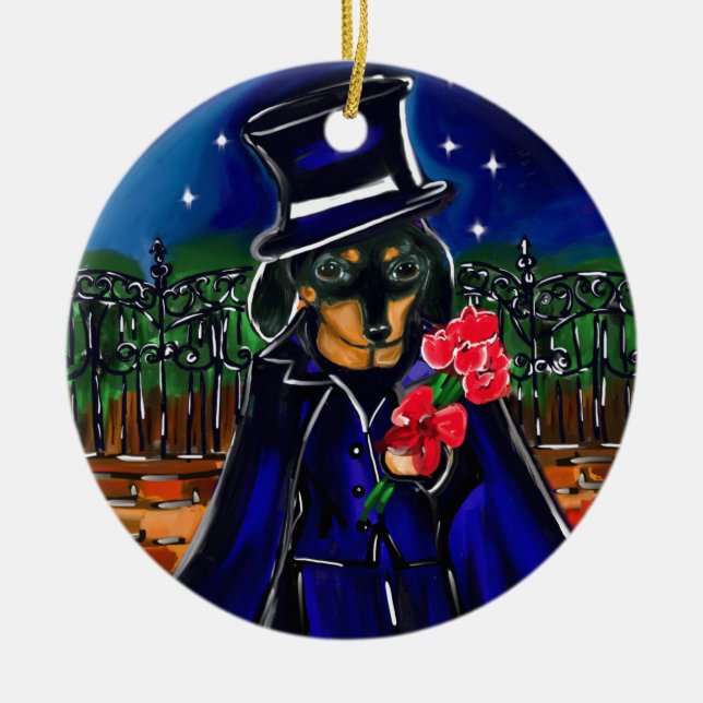 VALENTINE-DACKEL KERAMIK ORNAMENT (Vorne)