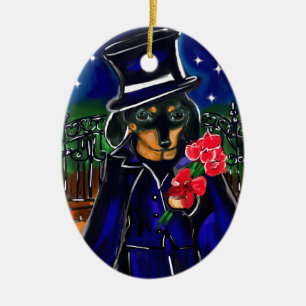 VALENTINE-DACKEL KERAMIK ORNAMENT