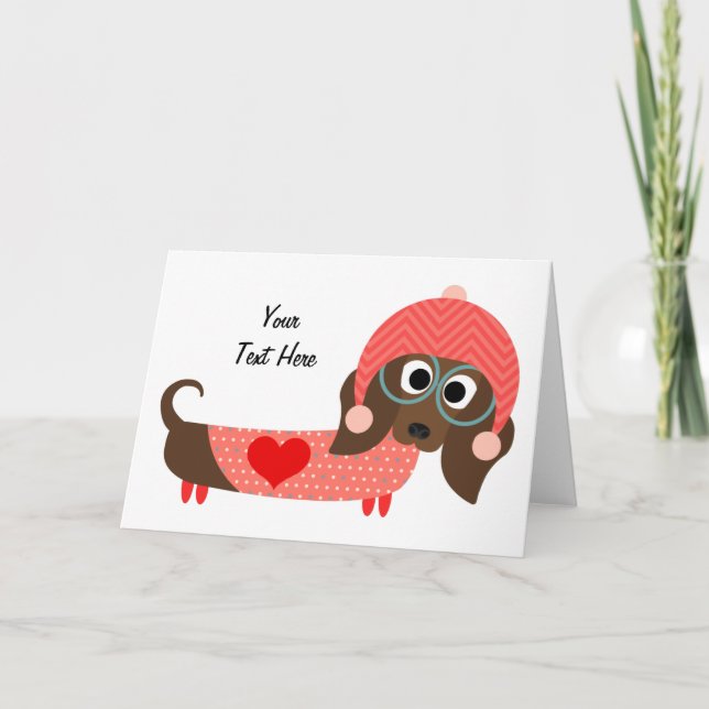 Valentine-Dackel (kundengerecht) Feiertagskarte (Vorderseite)