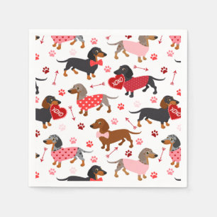 Valentine Dackel Napkins Serviette
