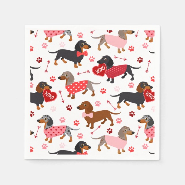 Valentine Dackel Napkins Serviette (Vorderseite)