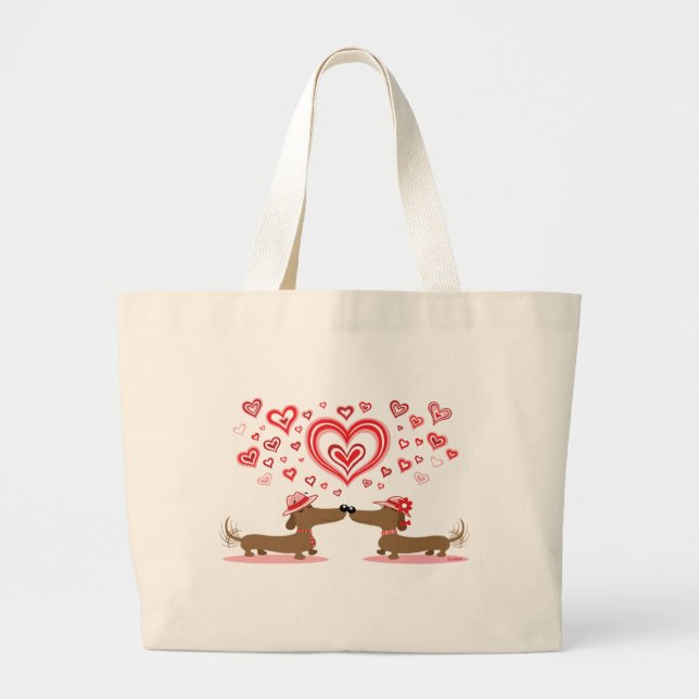 Valentine-Dackeln Jumbo Stoffbeutel (Vorne)