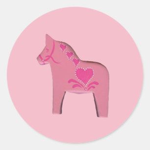 Valentine Dala Horses Runder Aufkleber