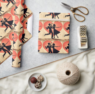 Valentine Dancing Paar mit Martini Geschenkpapier