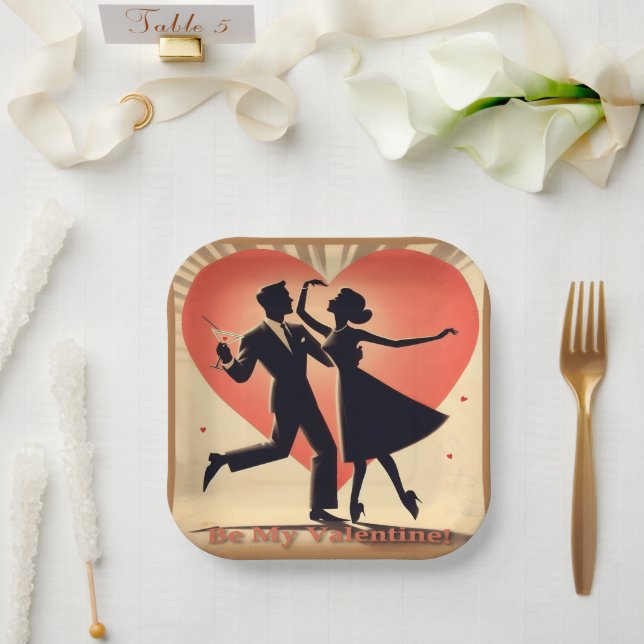 Valentine Dancing Paar mit Martini Pappteller (Hochzeit)