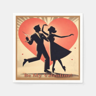 Valentine Dancing Paar mit Martini Serviette