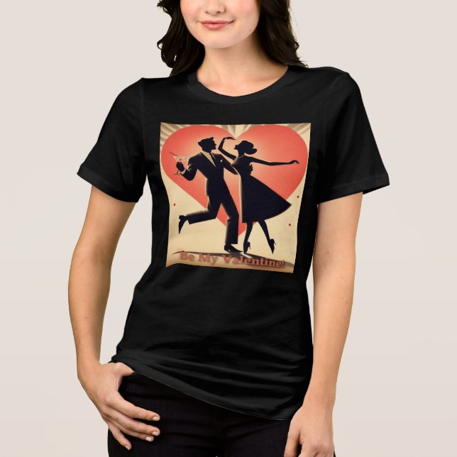 Valentine Dancing Paar mit Martini Tri-Blend Shirt (Vorderseite)