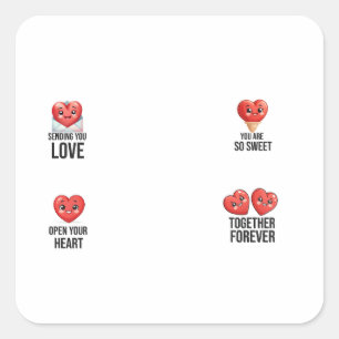 Valentine Day 4 Pack-Aufkleber Quadratischer Aufkleber