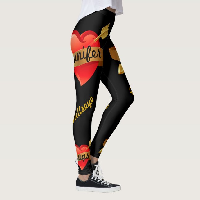 Valentine Day Cupid's Arrow Ihr Name BLACK Leggings (Rechts)