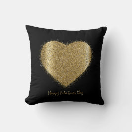 Valentine Day Gold Staub Herz auf schwarzem Hinter Kissen