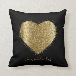 Valentine Day Gold Staub Herz auf schwarzem Hinter Kissen