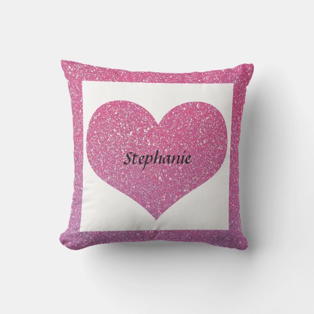 Valentine Day Heart Monogram Rose Gold Glitzer Kissen (Vorderseite)