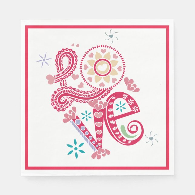 Valentine Day LOVE Serviette (Vorderseite)