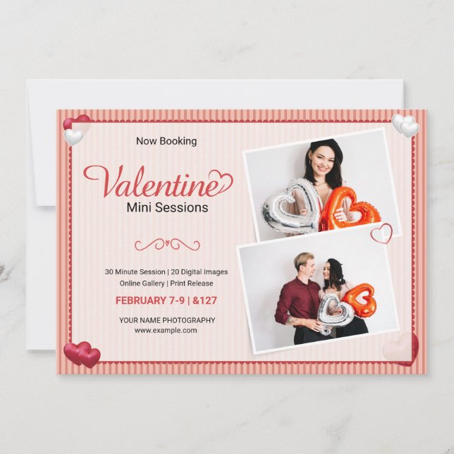 Valentine Day Mini Session Template Feiertagskarte (Vorderseite)