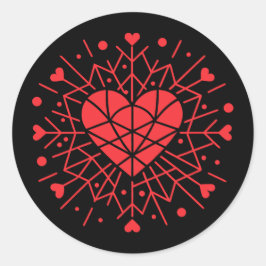 Valentine Day - Red Heart -  Runder Aufkleber