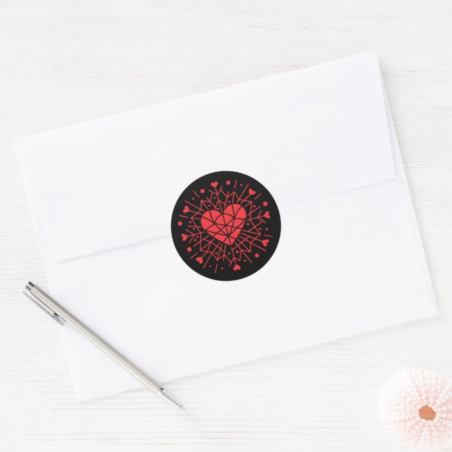 Valentine Day - Red Heart -  Runder Aufkleber (Umschlag)
