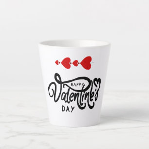 Valentine Day Red Hearts Romantische Arrow Typogra Milchtasse