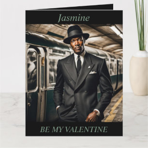 VALENTINE DAY Retro 1950er Mensch bearbeitbares Fa Karte