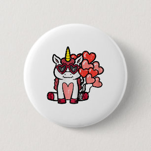 Valentine Day Unicorn Heart Bylloon Mädchen sterbe Button