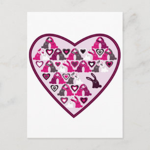 Valentine design, heart with rabbit patterns feiertagspostkarte