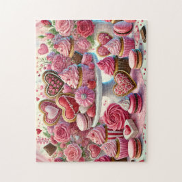 Valentine Dessert Heart Cookies & Cupcakes Table