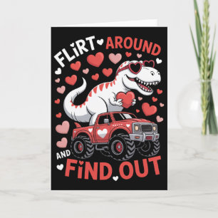 Valentine Dinosaur Monster Truck Flirtet Herum Und Karte
