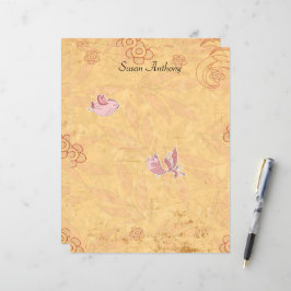 Valentine Distressed Cute Birds Papier fixe