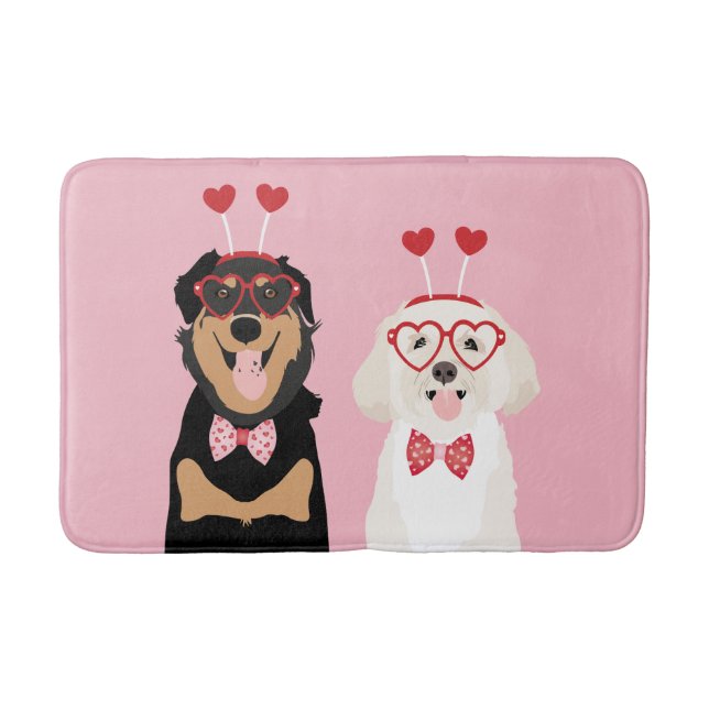 Valentine Dogs Rottweiler Maltipoo Puppy Badematte (Vorderseite)