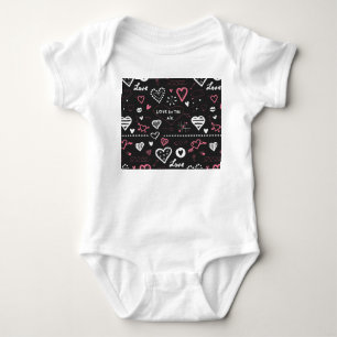 Valentine Doodle Vintages Herz Baby Strampler