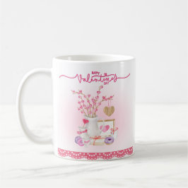 Valentine Doughnut Vase Gefüllte Zweige Herz Kaffeetasse