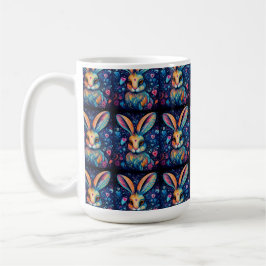 Valentine Dream Hearts: Regenbogen Doodle Bunny Kaffeetasse