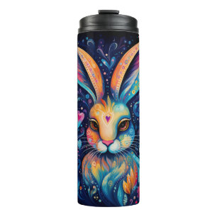 Valentine Dream Hearts: Regenbogen Doodle Bunny Thermosbecher