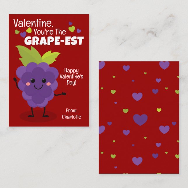 Valentine, du bist der Traubenost Mitteilungskarte (Vorne/Hinten)