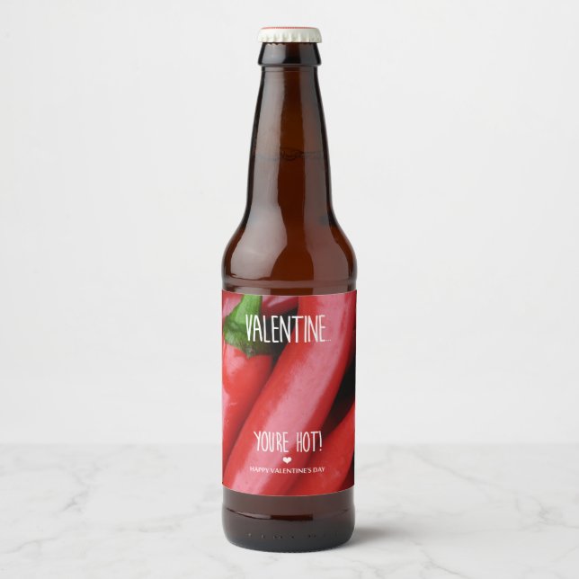 Valentine, du bist heiß! bierflaschenetikett (Vorderseite)