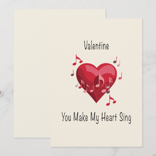 Valentine, du bringst mein Herz zum Singen Postkar Feiertagskarte (Vorne/Hinten)