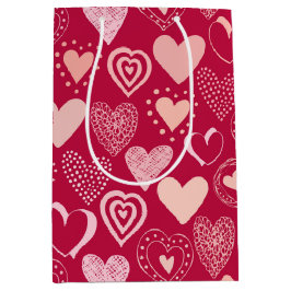 Valentine dunkelrosa, süße Herzen Mittlere Geschenktüte