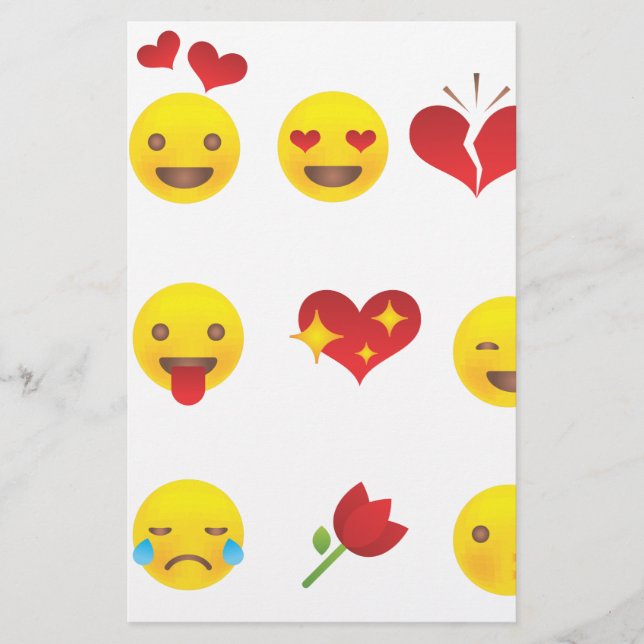 Valentine Emojis Briefpapier (Vorderseite)