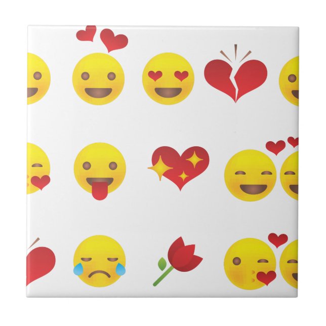 Valentine Emojis Fliese (Vorderseite)