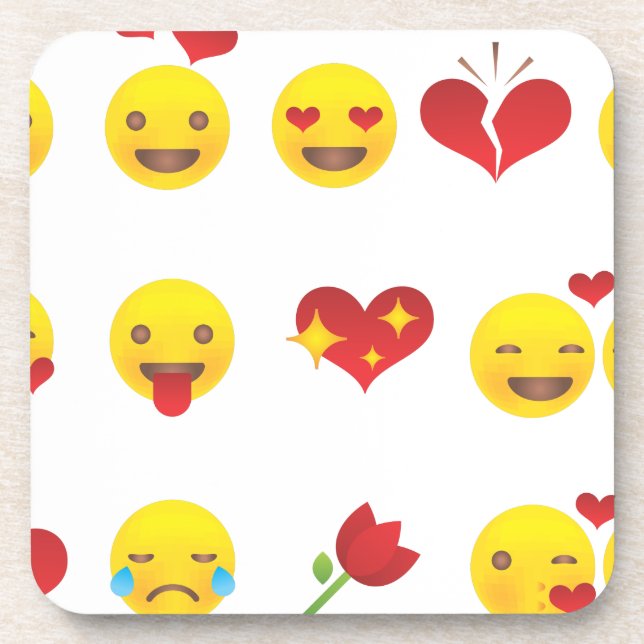Valentine Emojis Getränkeuntersetzer (Vorderseite)