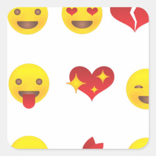 Valentine Emojis Quadratischer Aufkleber