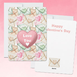 Valentine Envelopes and Hearts Feiertagskarte