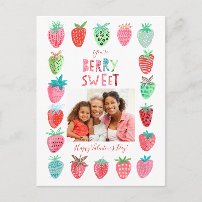 Valentine | Erdbeere | Postkarte (Vorderseite)
