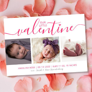 Valentine Faire-part de naissance 3 Photo Coeurs r