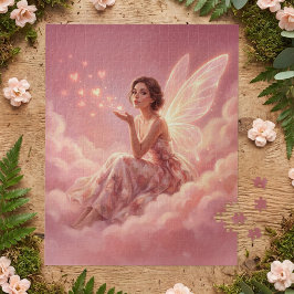 Valentine Fairy on Pink Clouds Fantasy Art