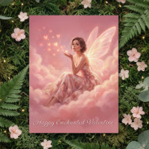 Valentine Fairy on Pink Clouds Fantasy Art