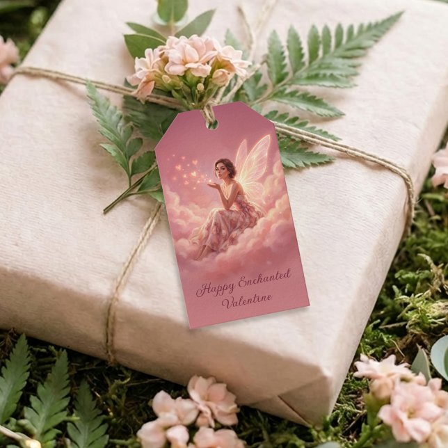 Valentine Fairy on Pink Clouds Fantasy Art Geschenkanhänger (Von Creator hochgeladen)