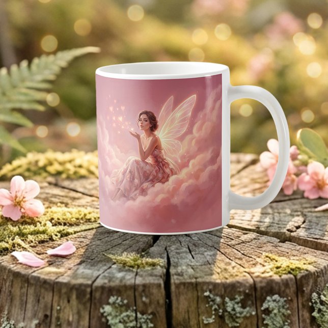 Valentine Fairy on Pink Clouds Fantasy Art Kaffeetasse (Von Creator hochgeladen)